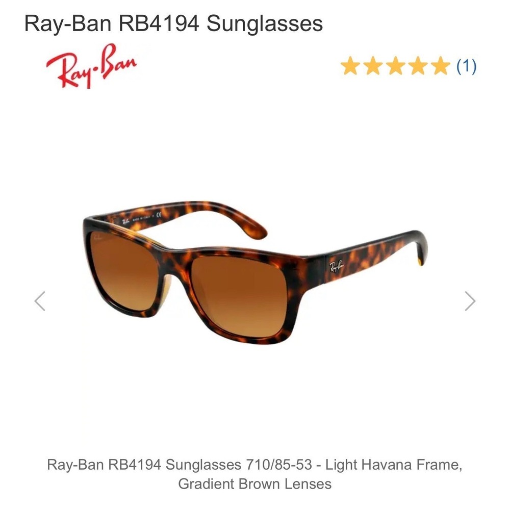 Ray-Ban RB4194 Sunglasses 710/85 53mm Light Havana Tortoise Brown Gradient Lens